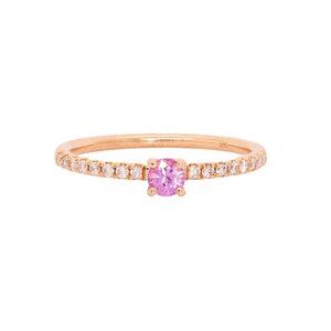Ceylon Pink Sapphire Ring in 14K Solid Gold with Natural Diamond Accents